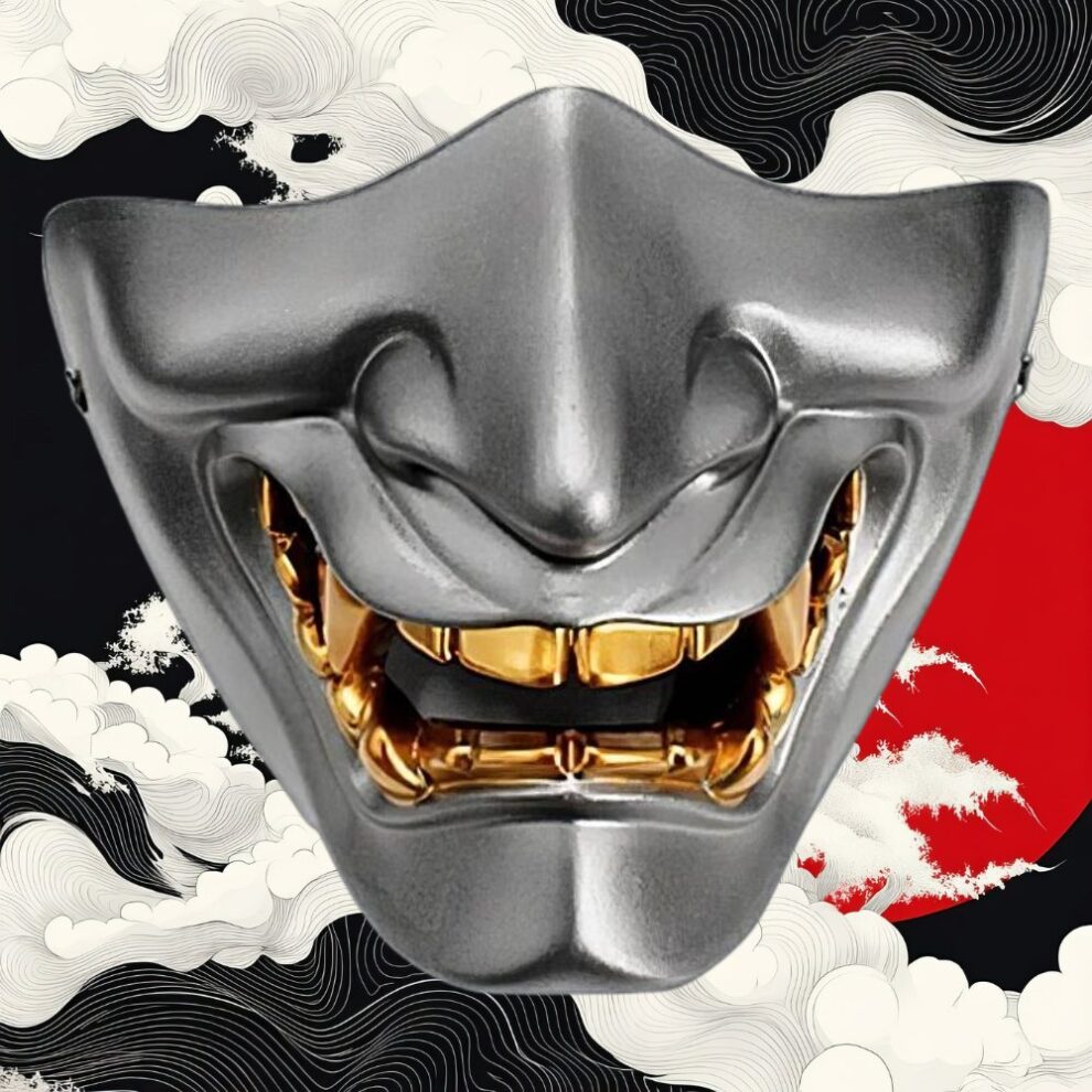 Authentique masque Hannya en bois sculpté à la main