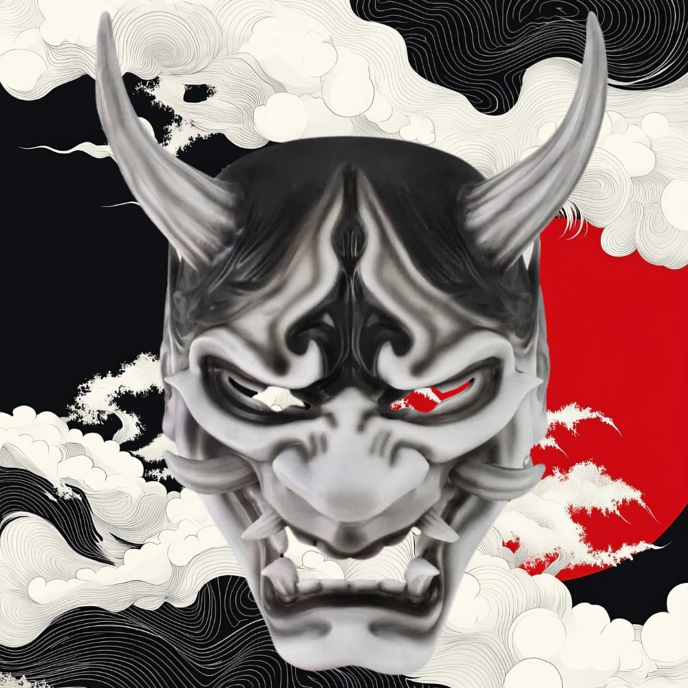 Masque Hannya Japonais En Résine - Masque Démon Effrayant 20,5x26cm - Pour Halloween, Cosplay, Décoration Murale