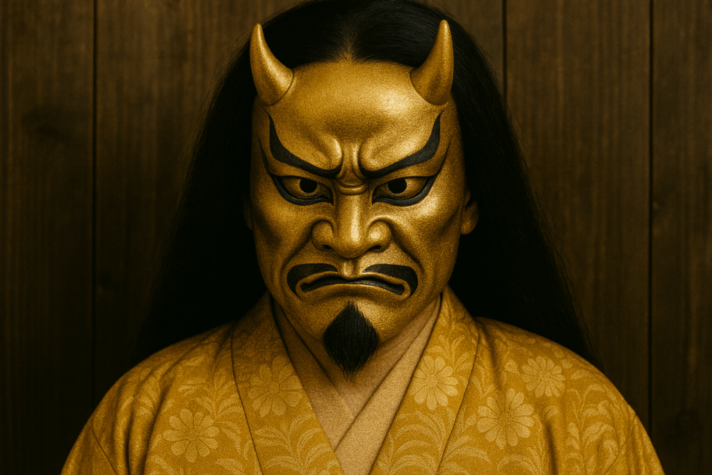 masque kabuki or et argent