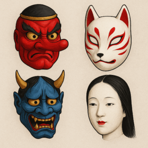 les masques demons japonais pour cosplay et theatre No
