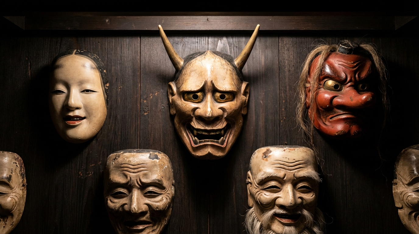 découvrez l'histoire et la signification des masques hannya et autres masques emblématiques du théâtre traditionnel japonais.